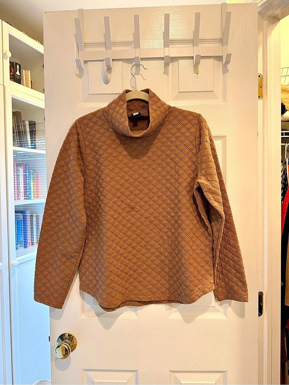 J.Crew Quilted Mockneck Pullover Brown Small